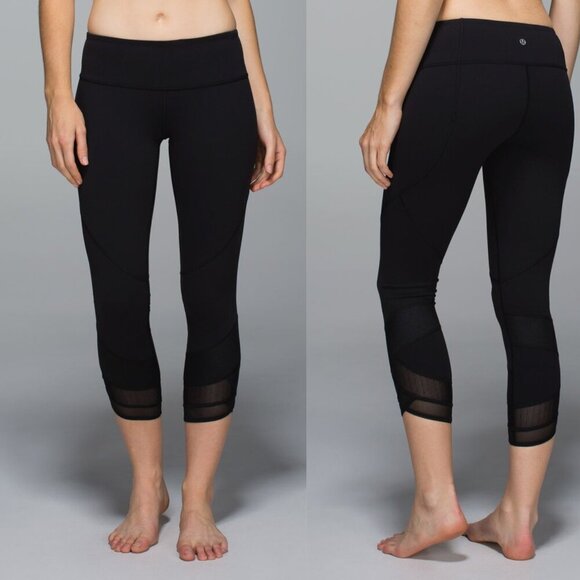 Lululemon Emerge Renewed Crop Pants Full-On Luon Black/Black 3057 - Picture 1 of 13